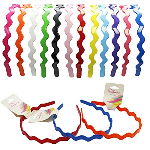 CoverYourHair Headbands - Hairbands - Hard Headbands - Hair Accessories - Bulk Headbands (12 Pack Zig Zag Headbands)
