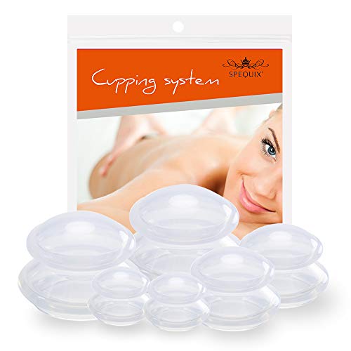 Spequix Professionell Silikon Cupping Therapie Set 3 Gréissten 6 Stéck Silikon Massage Cups Chinese Vakuum Saugbecher Fir Anti Cellulite Detox Myofascial Massage Muskel Nerv Gelenk Schmerzlinderung