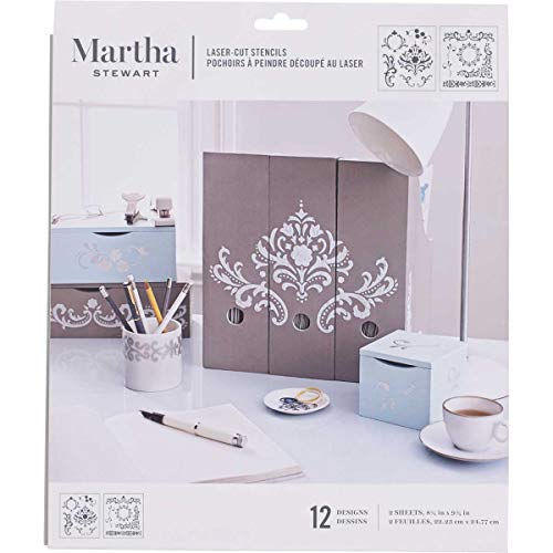 Martha Stewart Crafts Medium Stencils (8,75 por 9,75 polegadas), 32257 Estudo Náutico (2 folhas com 14 designs)